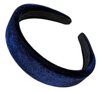 2.5cm Navy Blue Lightly Padded Plush Short Pile Velvet Headband Alice Band Hair Band for Women Girls by Glitz4Girlz