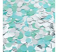 2.5cm Paper and Foil Confetti Mint Magic Mix Round Tissue Confetti 6000pcs for Parties Weddings Birthday Party Balloon Table Decoration (Mint, Turquoise, White, Silver)