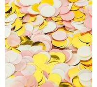 2.5cm Paper and Foil Confetti Peach Dream Mix Round Tissue Confetti 6000pcs for Parties Weddings Birthday Party Balloon Table Decoration (Peach, Light Cream, Gold)