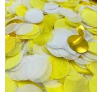 2.5cm Paper and Foil Confetti Tuxedo Mix Round Tissue Confetti 60gms for Parties Weddings Birthday Party Balloon Table Decoration (Yellow, White, Gold)