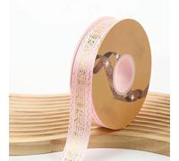 2.5cm Width 48/96/144yard Satin Ribbons Gold Metalic Music Note Barto Badge DIY Crafts Handmade Flowers for Headband Ribbons-Light Pink-96Y(2Rolls) 2.5cm