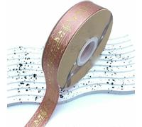 2.5cm Width 48/96/144yard Satin Ribbons Gold Metalic Music Note Barto Badge DIY Crafts Handmade Flowers for Headband Ribbons-Rose Pink-144Y(3Rolls) 2.5cm