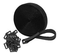 2.5cm x 5m Hook and Loop Securing Straps with 25 Buckles, Free Cut Length | Easy to use | Adjustable | Reusable Fastening Cable Ties, 2.5cm Wide Cinch Strap for Wire, Cord Wraps, Cable Management