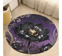 2.5ft Circle Rug Non Slip Bath Rug Soft Stain Resistant Coral Velvet Beetle Nigella Petal Carpet for Under Round Table Washable Indoor Floor Mat for Living Room Bedroom Nursery Home Office Decor