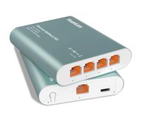 2.5G Ethernet Splitter 1 to 4 with PoE Input, 2.5G High Speed RJ45 Internet Splitter with Aluminum Case, VLAN Port Isolation, PoE/USB-C Powered, USB-C Cable Included, 2.5G Network Splitter for Router