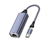 2.5Gbps Gigabit Ethernet Adapter USB a and C Double Plug Aluminum Alloy Compactly Design for Laptop Tablets C to Ethernet Adapter