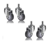 2.5in 3in 4in Trolley Industrial Transport Wheel Furniture M12 Threaded Stem Swivel Casters Set Of 4 Dual Locking No Noise Polyurethane Caster Total Load 460Lbs(Swivel