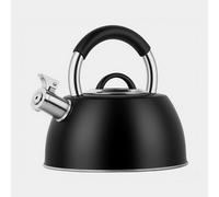 VonShef Stainless Steel Stove Top Kettle - 2.5L Retro Style Whistling Kettle - Suitable for All Hob/Stove Types Including Induction (Black)