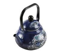 2.5L Blue Enamel Tea Kettle for Stovetop Home Camping Use | Vintage Peacock Pattern, Easy Pouring Design, Works with Induction Cookers, Suitable for Tea Lovers and Cooks