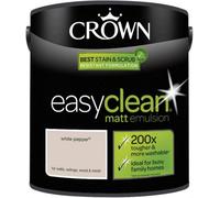 2.5L Crown Easy Clean Matt Emulsion Multi Surface Paint White Pepper
