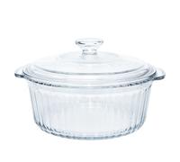 2.5L Glass Casserole Dish with Lid, Round Casserole Dish, Clear Baking Dish with Handles for Cooking Baking Serving Oven Microwave
