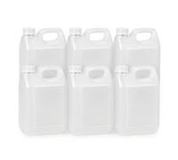 2.5L Jerry Cans Pack of 6 Empty HDPE Plastic Containers with White Screw Caps Natural Opaque HDPE Containers for Liquid Storage, Mixing & Transport