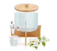 2.5L Liquid Laundry Detergent Dispenser with Tap,Fabric Softener Storage Bottle, with Measuring Cup, Plastic Laundry Storage Jars for Fabric Softener, Scent Booster, Bleach, Bath Bombs (02)