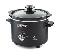 2.5L Slow Cooker Tempered Glass Lid Removable Ceramic Non-Stick Bowl Chalkboard Geepas Black One Size