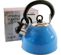 2.5L Stainless Steel Lightweight Whistling Kettle Blue For Gas Electric Hobs New