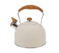 2.5L Whistling Kettle, Stainless Steel Whistling Kettle in Beige, Smart Electric Kettles Whistling Tea Pot for Use On Electric, Stovetop and Gas Hobs