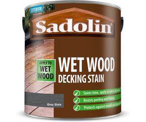 2.5lt Sadolin Decking Stain can be applied to wet or dry wood Grey Teak Oak etc
