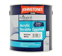 2.5LTR - JOHNSTONES Trade Acrylic Eggshell Brilliant White | Eggshell Finish, Interior Wood & Metal, Water Based Formula, Low Odour, Quick Drying, Washable & Durable