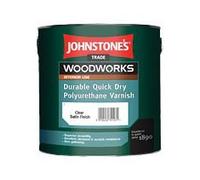 2.5LTR JOHNSTONE'S WOODWORKS QUICK DRY POLYURETHANE VARNISH CLEAR SATIN