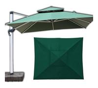2.5m 3M Square 8 Ribs Waterproof Parasol Canopy Replacement for Patio Umbrella, Outdoor Garden Pergola Cover, Double-layer Sunshade with Good Ventilation (Dark Green)