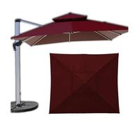 2.5m 3M Square Outdoor Parasol Canopy Replacement, Waterproof Double-Layer Fabric for Garden Pergola, Patio Umbrella Cover, Good Ventilation, Dark Green Shade.