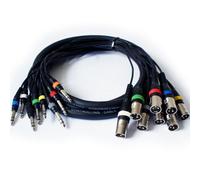 Loops 2.5m 8 Way XLR Male to 6.35mm ¼ Stereo Plug Loom Cable/Lead-Mic Stage Multicore