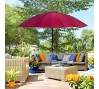 Ф2.5m Adjustable Parasol with 18 Sturdy Ribs Push Button Tilt Crank for Garden Outsunny Red One Size