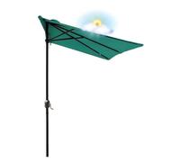 2.5m Against The Wall Umbrella Half Oval Shape Rectangular Outdoor Patio With Crank Handle 5 Arms Include Replacement Parasol Canopy Cover Cloth Garden Waterproof Without Base(Green)