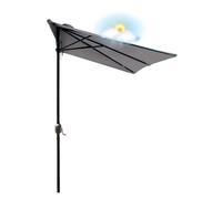 2.5m Against The Wall Umbrella Half Oval Shape Rectangular Outdoor Patio With Crank Handle 5 Arms Include Replacement Parasol Canopy Cover Cloth Garden Waterproof Without Base(Dark Brown)