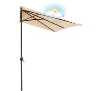 2.5m Against The Wall Umbrella Half Oval Shape Rectangular Outdoor Patio With Crank Handle 5 Arms Include Replacement Parasol Canopy Cover Cloth Garden Waterproof Without Base(Khaki)