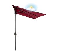 2.5m Against The Wall Umbrella Half Oval Shape Rectangular Outdoor Patio With Crank Handle 5 Arms Include Replacement Parasol Canopy Cover Cloth Garden Waterproof Without Base(Dark Red)