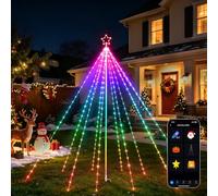 2.5M Height Outdoor Smart Christmas Tree Lights with Flagpole Yard Decor | Color Changing RGB App Control, Timer, Dimmer, Group Control, Large Outside Xmas Decor