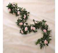 2.5m Light Pink Artificial Flower Silk Rose Leaf Garland Vine Ivy Floral Hanging Vine for Parties and Xmas