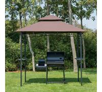 Outsunny 8ft 2-tier BBQ Gazebo Canopy Shelter Patio Deck Cover - Coffee
