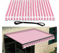2.5m Replacement Manual Canopy Fabric for Patio Garden Waterproof Outdoor Awning Canvas 6.5x2.5m Size Pink and White Striped Tent Cover