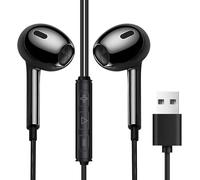 2.5M USB Earphones for PC, USB A Headset Earbud with Microphone, Wired In Ear Noise Cancelling Earphone, High sound quality Laptop Headphones for HP Dell Laptops, Surface Switch Business Office, Black