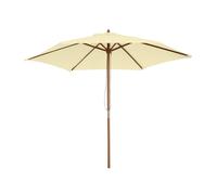 2.5m Wooden Garden Parasol Cream White Sun Shade for Patio & Outdoor Use
