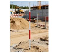 2-5meters Aluminum Survey Pole, Red White Graduated Rod for Road Work Land Surveying Depth Gauge(200cm/6.6ft)