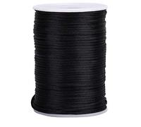 2.5mm 100 Yards Nylon Cord Satin String for Bracelet Jewelry Making, Rat Tail String Satin Nylon Trim Cord, Nylon Rattail Satin Silk Trim Cord for Chinese Knotting Sewing Knitting (Black)