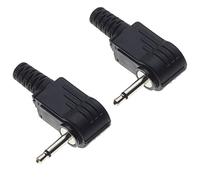 2.5mm Jack Plug, Mono 90 Degree - Plastic Grip Repair Jack TS 2 Pole Male Solder Type DIY Audio Cable Connector For - Pack Of 2