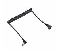 2.5mm Male Flash PC Sync Cable Cord Screw Lock Extended Coiled Wire Camera Trigger Lighting Black 100cm