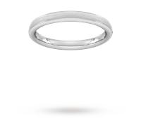 2.5mm Traditional Court Heavy Matt Centre With Grooves Wedding Ring In 18 Carat White Gold - Ring Size K