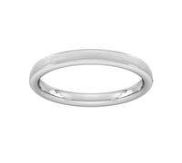 2.5mm Traditional Court Standard Matt Centre With Grooves Wedding Ring In 9 Carat White Gold - Ring Size M