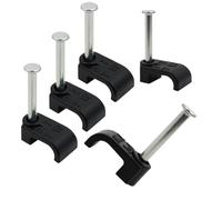 2.5mm x 5mm Small FLAT Cable Clips For RJ11, BT Telephone Cables, Bell Wires 100 Pack (Black)