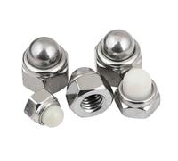 2/5pc M4 M5 M6 M8 M10 M12 304 Stainless Steel Hex Nylon Insert Metal Acorn Cap Cover Self-Locking Lock Nut Nylock Locknut(2pcs M4 Metal cap)