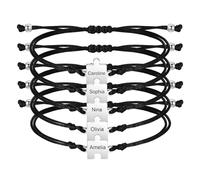 2-5PCS Friendship Jigsaw Rope Bracelets - Adjustable Engraved Name Puzzle String Bracelet, Personalised Family Gifts for Best Friends Lover Couple Teen Boys Girls Women Men Husband Boyfriend (5)