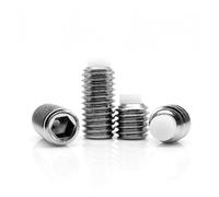 2/5pcs M3 M4 M5 M6 M8 M10 304 A2 Stainless Steel Hex Hexagon Socket Head Plastic Nylon Convex End Point Tip Grub Bolt Set Screw(5pcs M6x6mm)