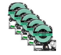 2 5pcs SS12KW ST12KW 12mm Label Tape Compatible With LK-4WBN SC12YW SC12KZ For LW-300 400 Label Maker(5PK Black on Green)