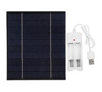 2.5W 5V Portable Solar Panel Charger, Compact Monocrystalline Silicon Solar Battery Charger with USB Port and AA/AAA Charging Compartment for Outdoor Camping Hiking