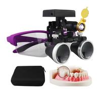2.5X/3.5X 420mm Dental Loupe Magnifier Binocular Magnifier Dental Surgery Loupe with 5W LED Head Light, Dental Lab Medical Loupes, Wireless Led Headlights Dental Magnifier,Purple-2.5X